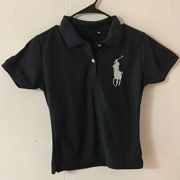 Polo by Ralph Lauren Black Polo Shirt with Exploded Logo - Picture 1 of 4